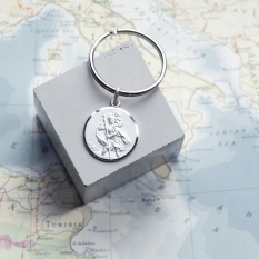 Hampers and Gifts to the UK - Send the Personalised Sterling Silver St Christopher Keyring